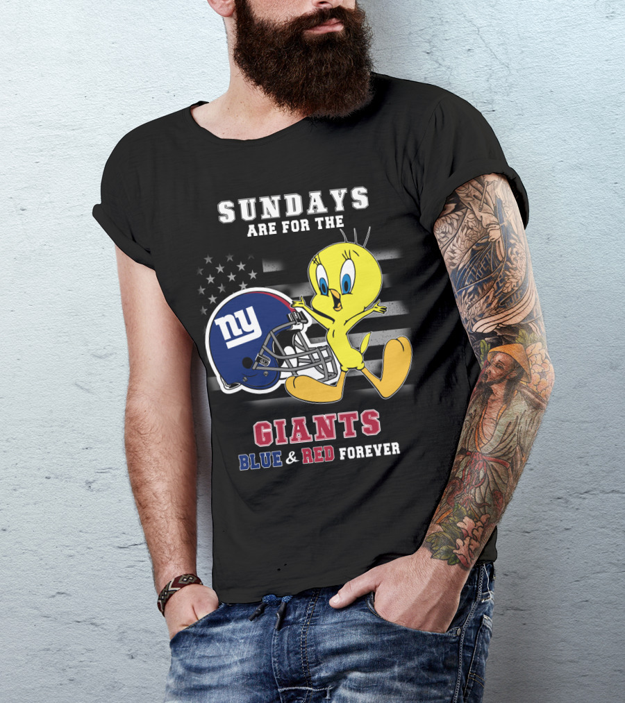 Sundays Are For The Giants Blue And Red Forever Tweety Football Helmet T-Shirt