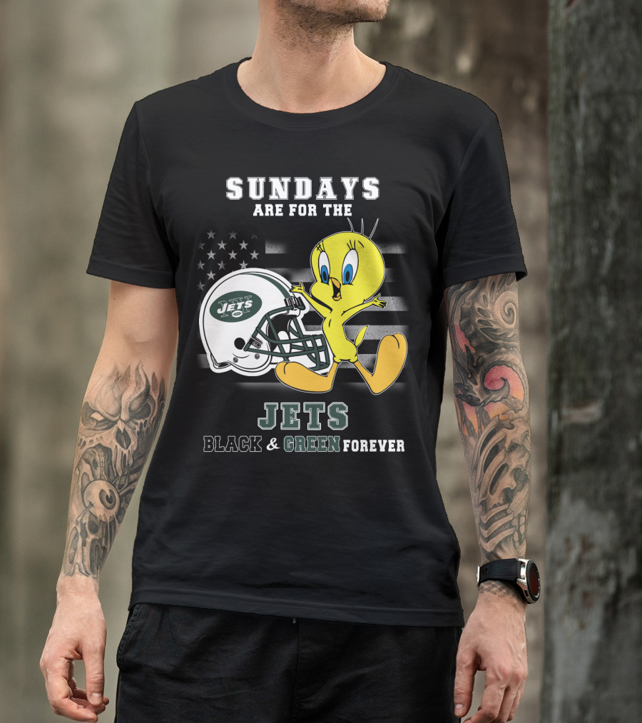Sundays Are For The Jets Black & Green Forever Tweety T-Shirt