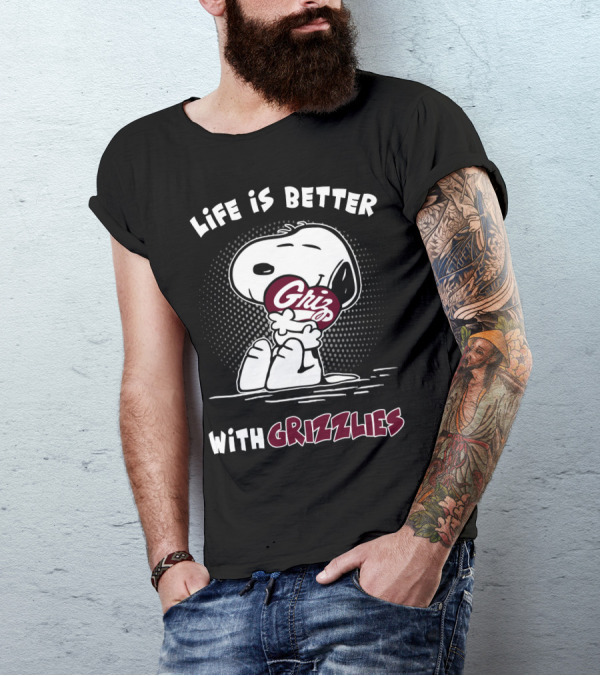 Life Is Better With Grizzlies Snoopy Hug T-Shirt