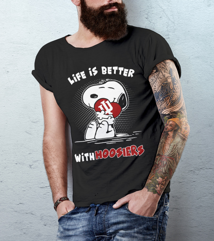 Life Is Better With Hoosiers Snoopy IU Heart T-Shirt