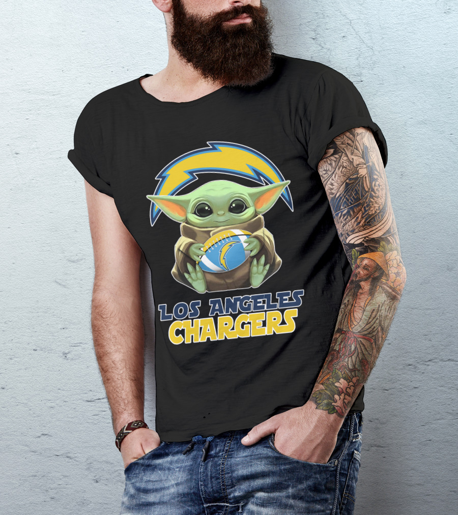 Los Angeles Chargers Baby Yoda Football T-Shirt