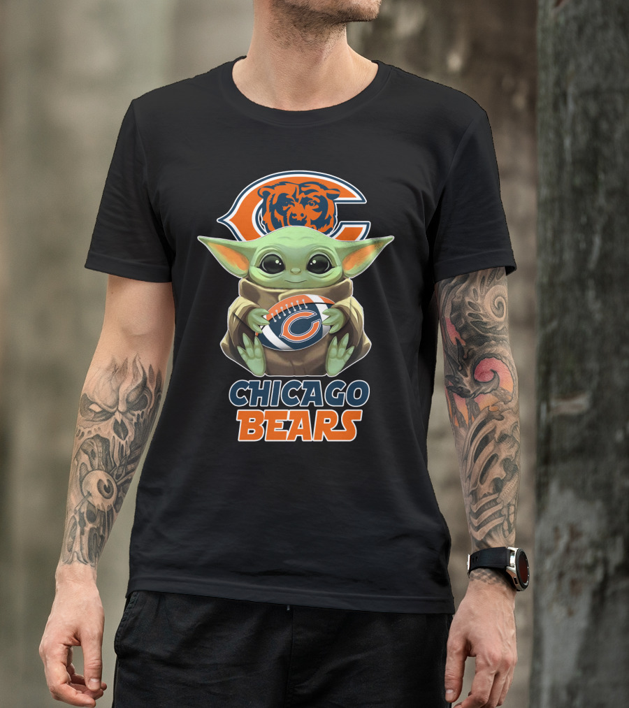Chicago Bears Grogu Football T-Shirt