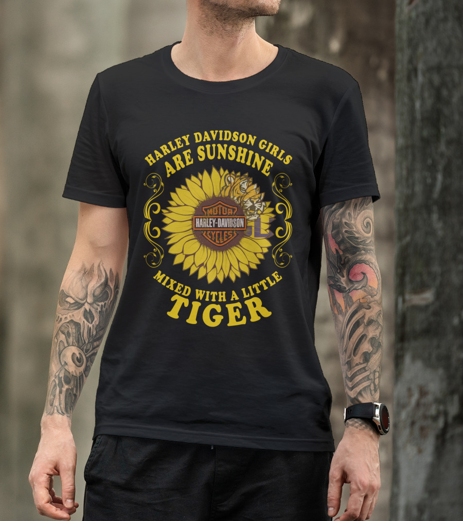 Harley Davidson Girls Are Sunshine Mixed With A Little Tiger T-Shirt