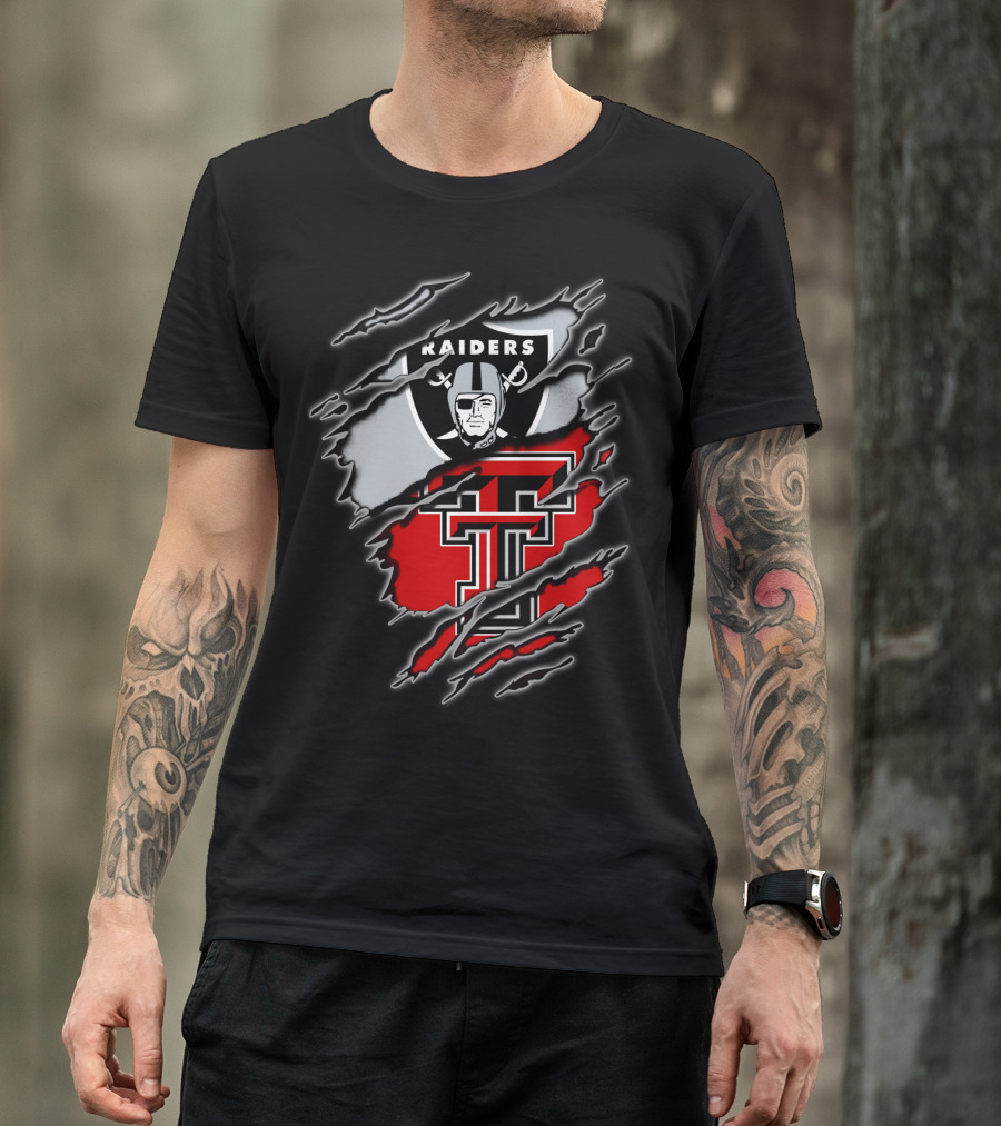 Las Vegas Raiders And Texas Tech Red Raiders Dual Fan Pride T-Shirt