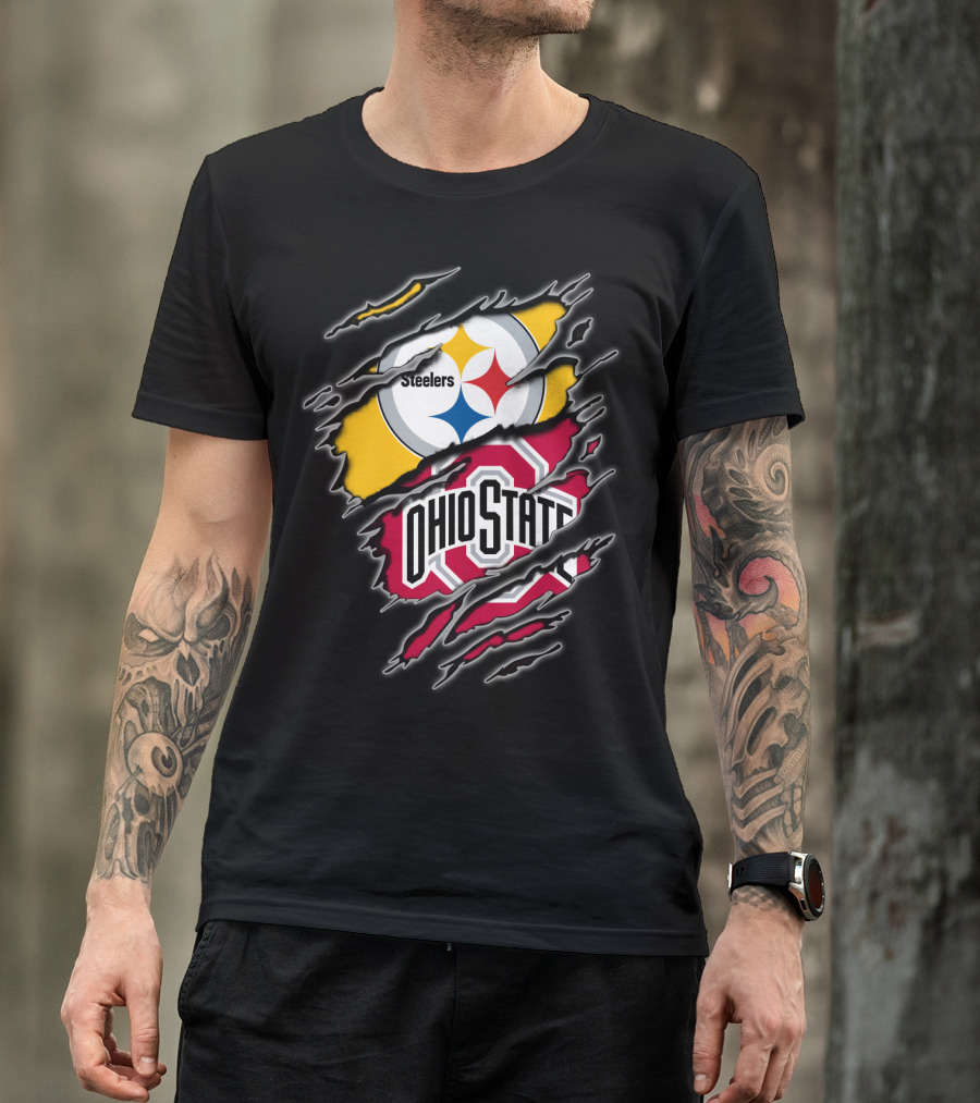Steelers Ohio State Fan Crossover Claw Marks T-Shirt