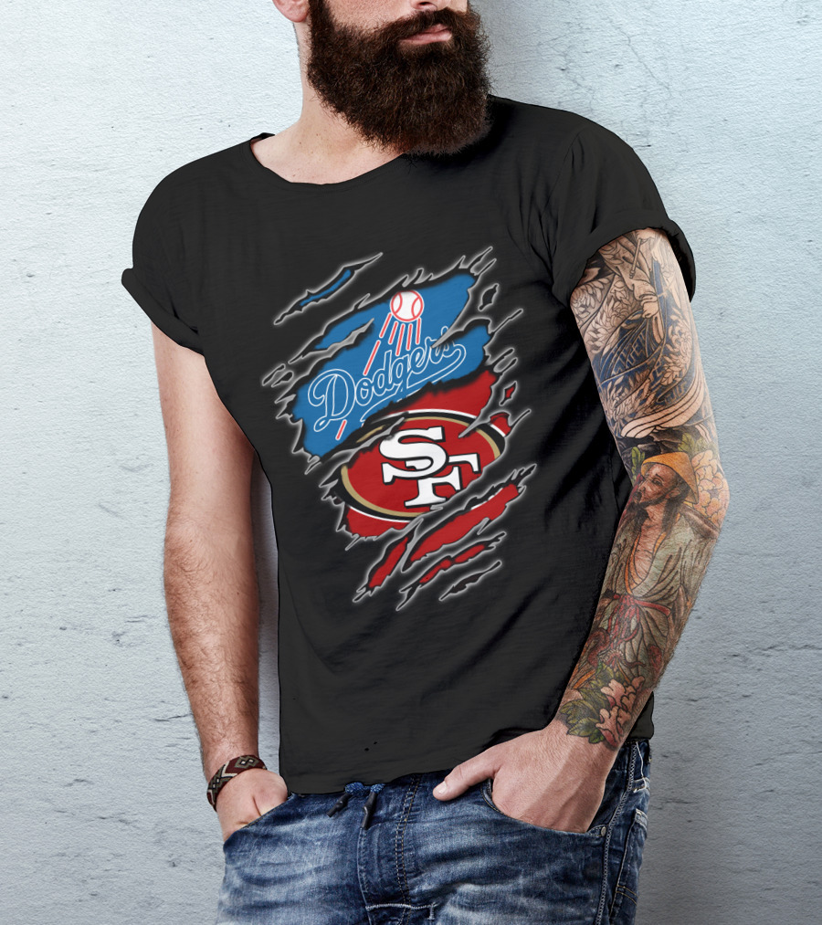 Dodgers Sf Football Baseball Fan Crossover T-Shirt