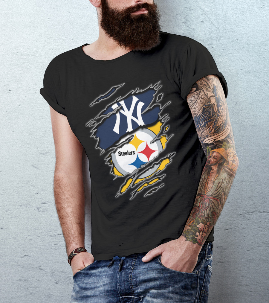 New York Yankees Pittsburgh Steelers Fan Fusion T-Shirt