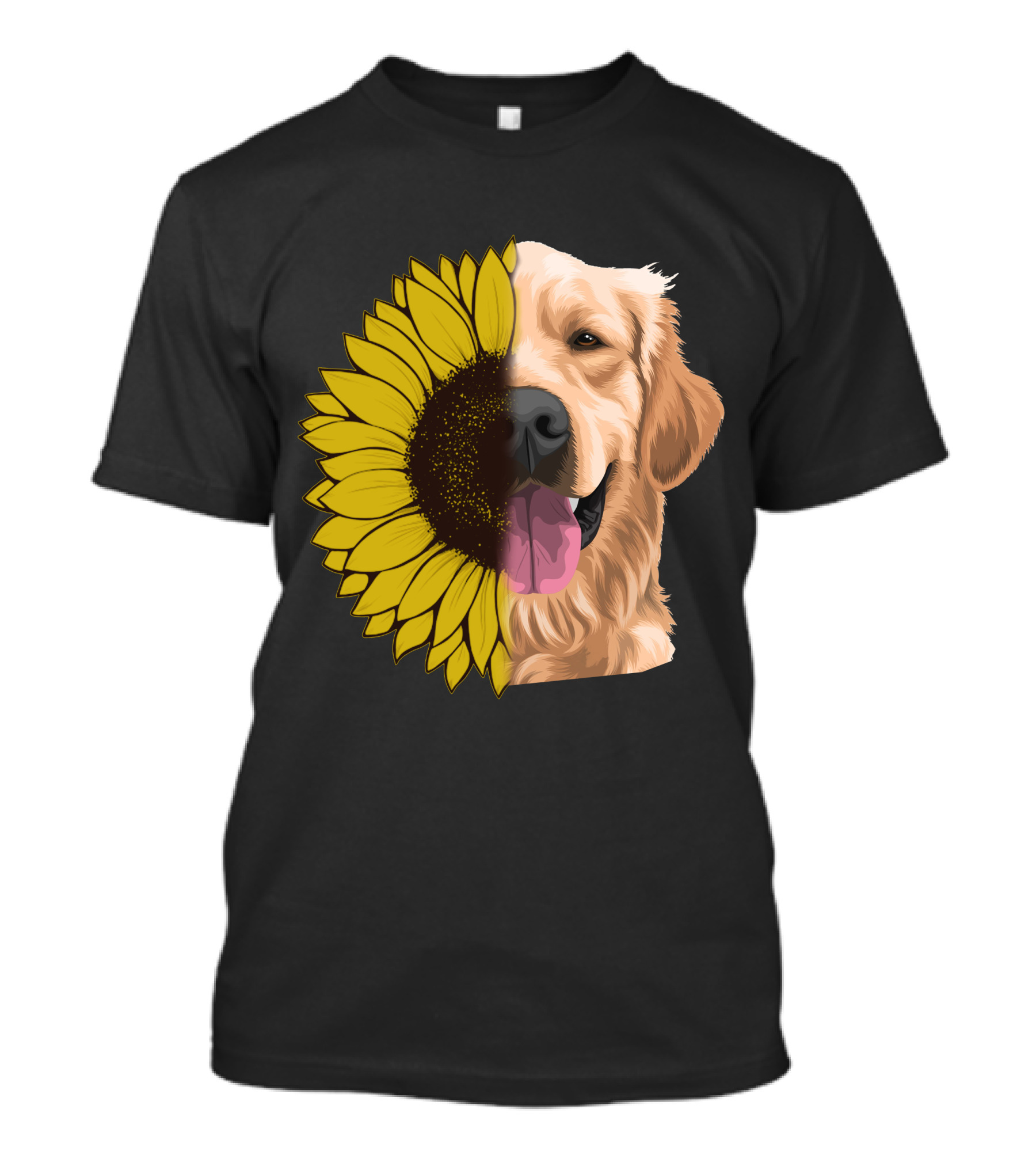 Golden Retriever Sunflower Half Face T-Shirt