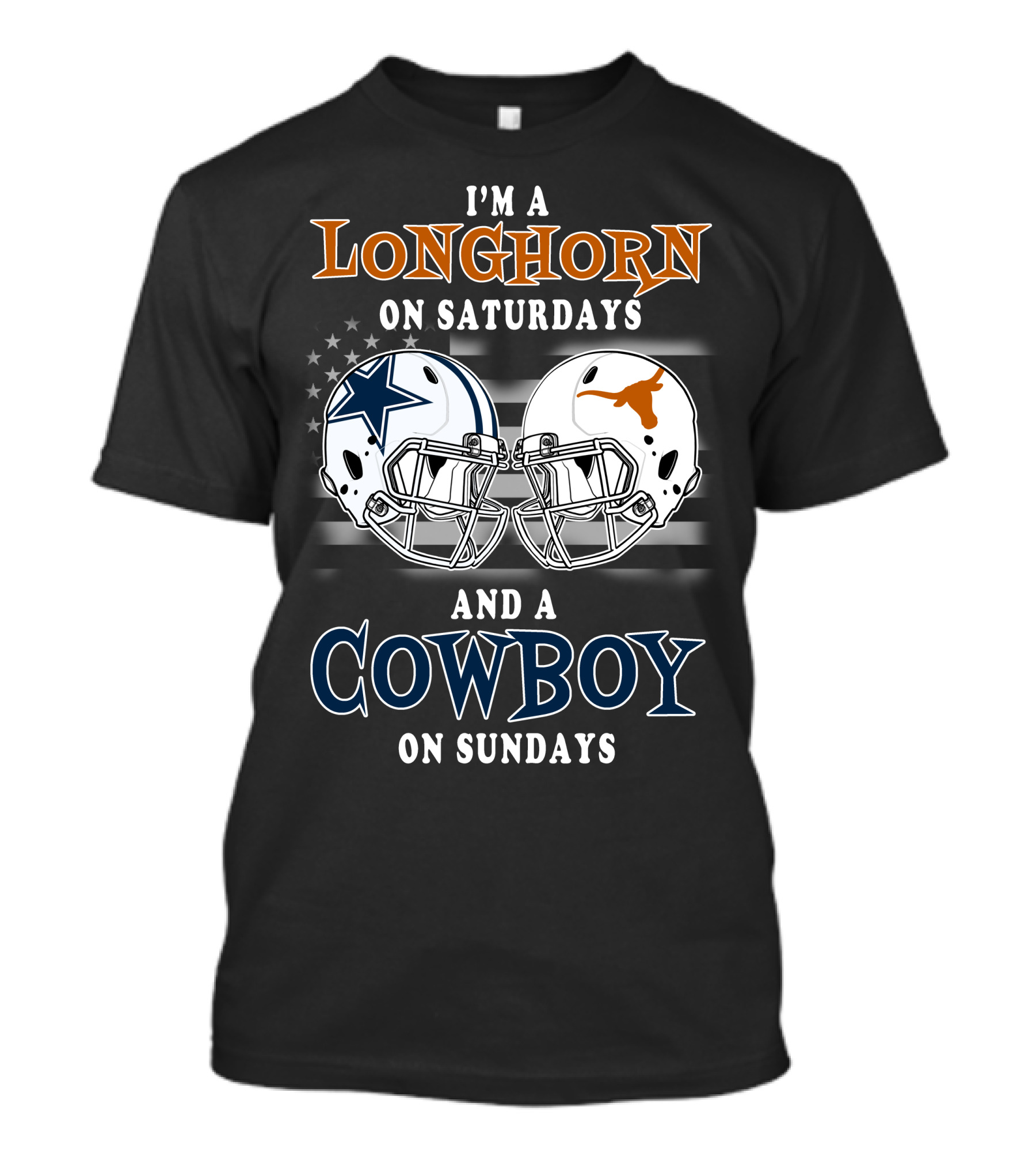 Longhorn On Saturdays And Cowboy On Sundays Helmet T-Shirt
