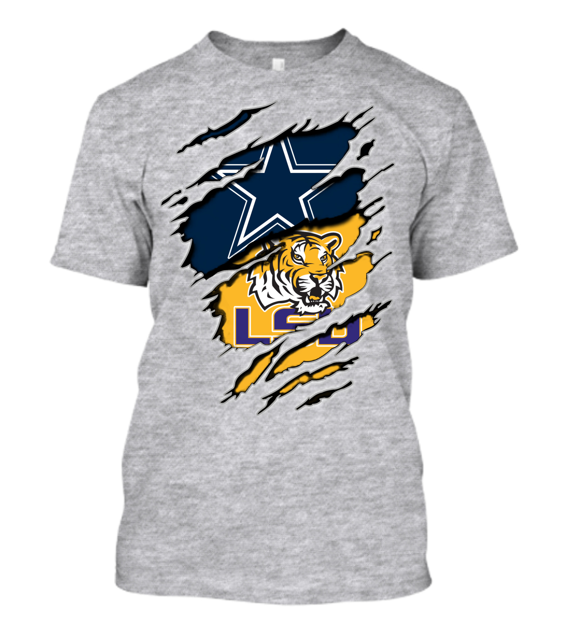 Dallas Cowboys Star And Lsu Tigers Logo Fusion T-Shirt