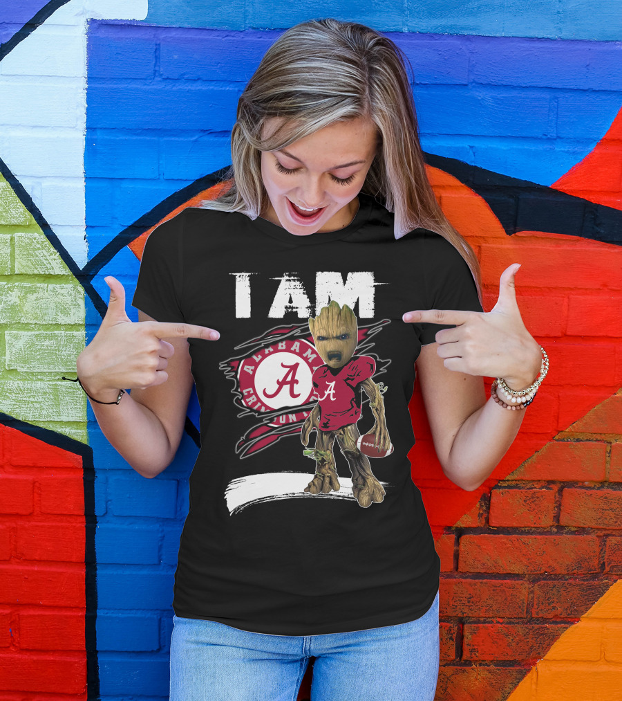 I Am Alabama Crimson Tide Football Fan Groot T-Shirt