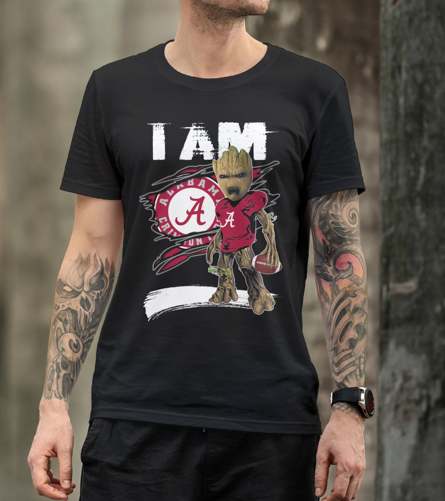 I Am Alabama Crimson Tide Football Fan Groot T-Shirt