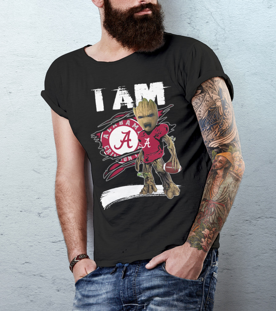 I Am Alabama Crimson Tide Football Fan Groot T-Shirt