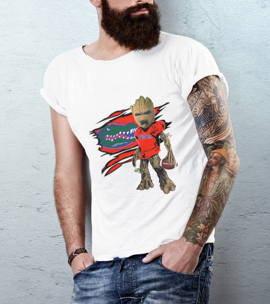 I Am Gators Fan's Football Groot With Alligator T-Shirt