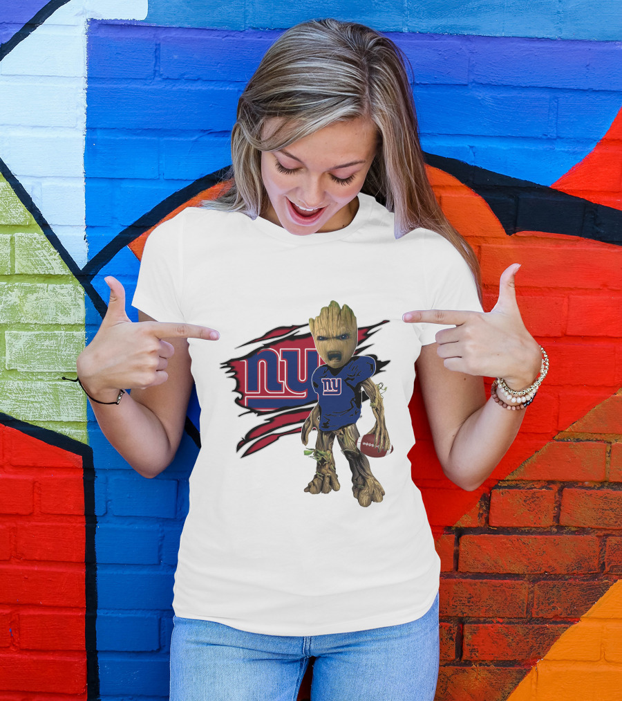 I Am Groot New York Giants Football Fan Mashup T-Shirt