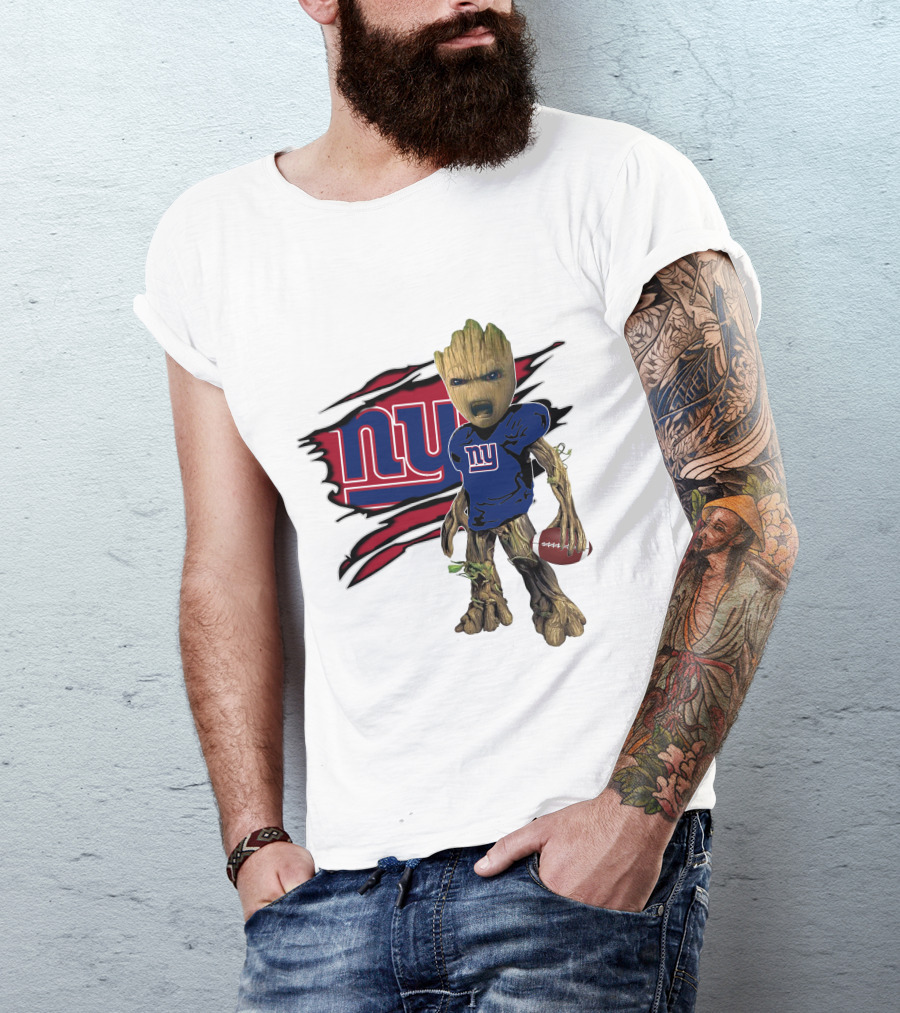 I Am Groot New York Giants Football Fan Mashup T-Shirt