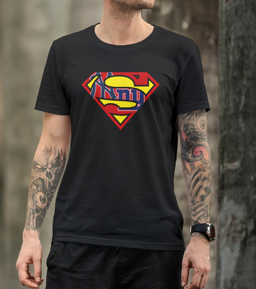 Yankees Giants Superman Logo Mashup T-Shirt