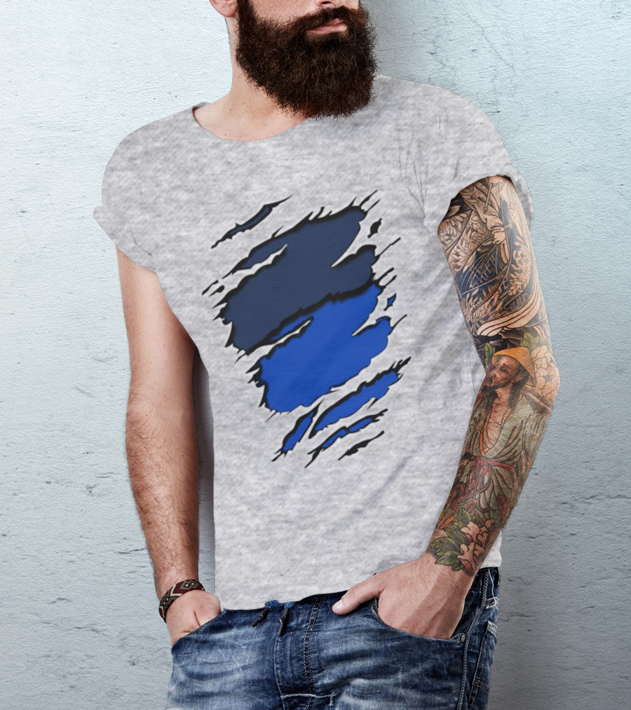 Broncos Yan Blue And Navy Claw Mark T-Shirt