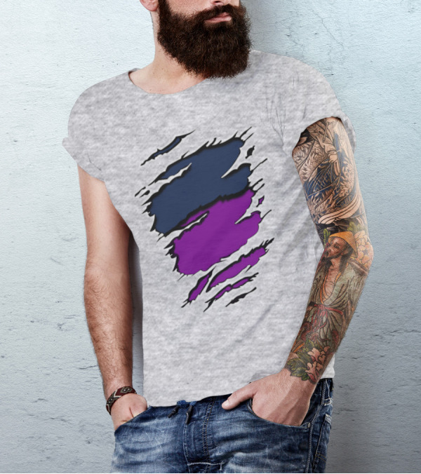 Viking Yawn Purple And Navy Claw Marks T-Shirt