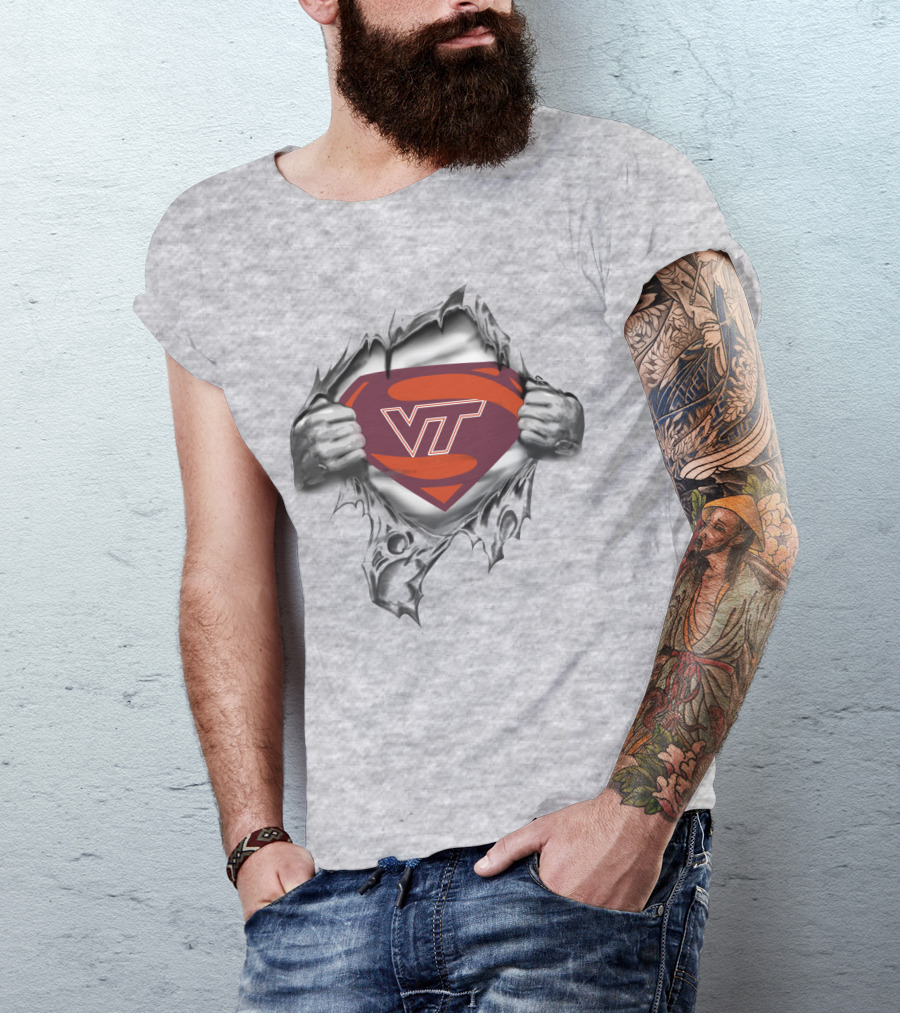 VT Hokies Superhero Logo Tear T-Shirt