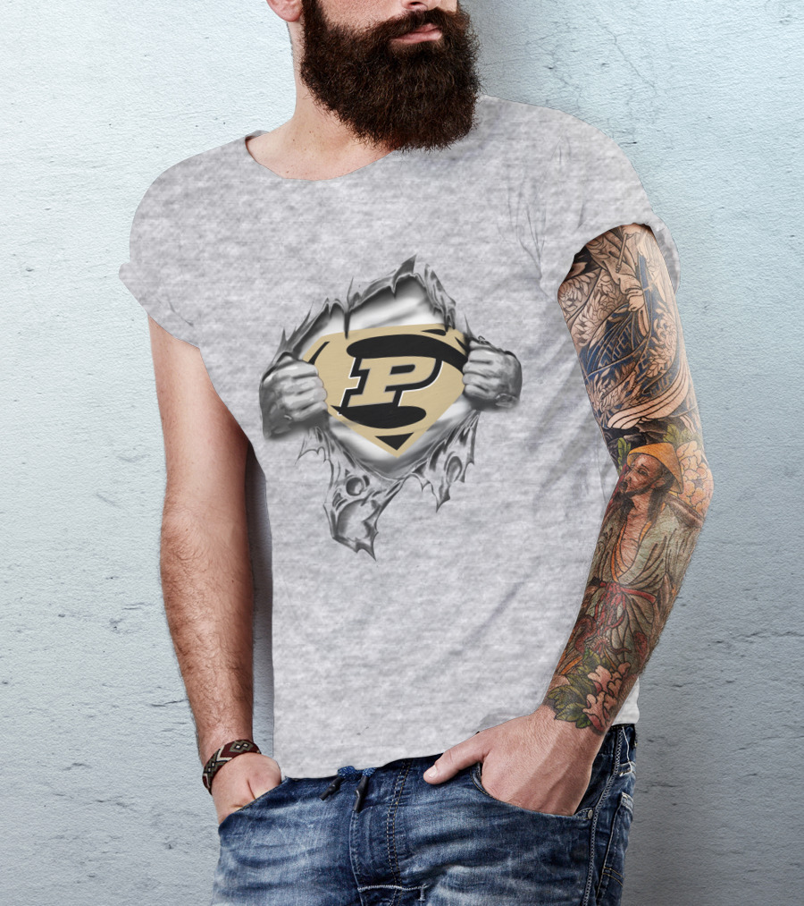Purdue Logo Superhero Style Torn T-Shirt