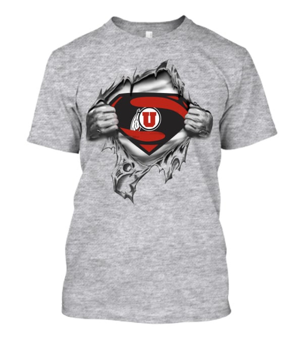 Superman S Logo With Utah Utes Tearing Effect T-Shirt