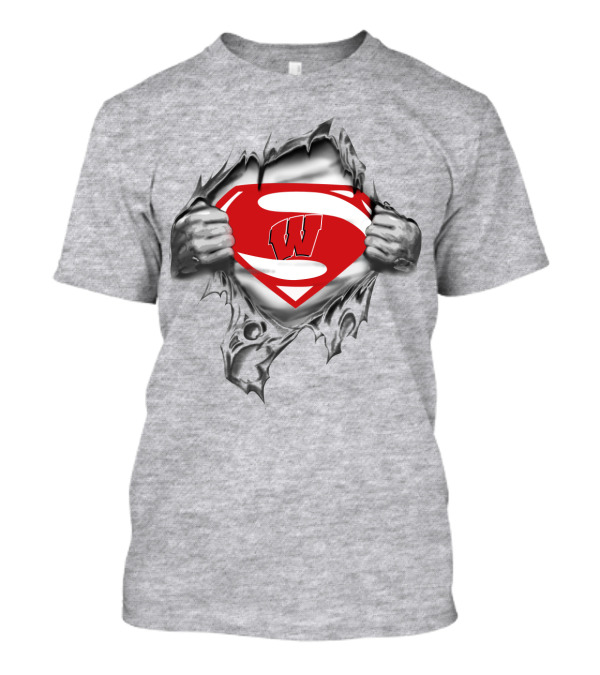 Wisconsin Badgers Superman Logo Hidden Emblem T-Shirt