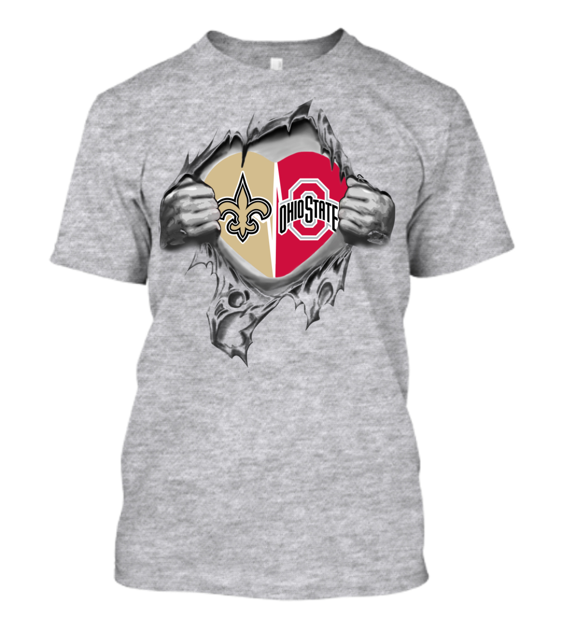Saints Ohio State Heart Torn Fan Passion For Football And College Sports T-Shirt