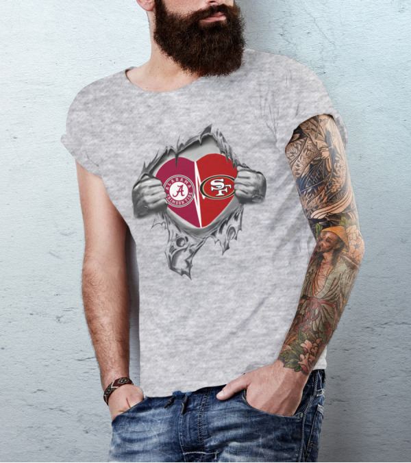 Alabama Crimson Tide And San Francisco 49ers Heart T-Shirt