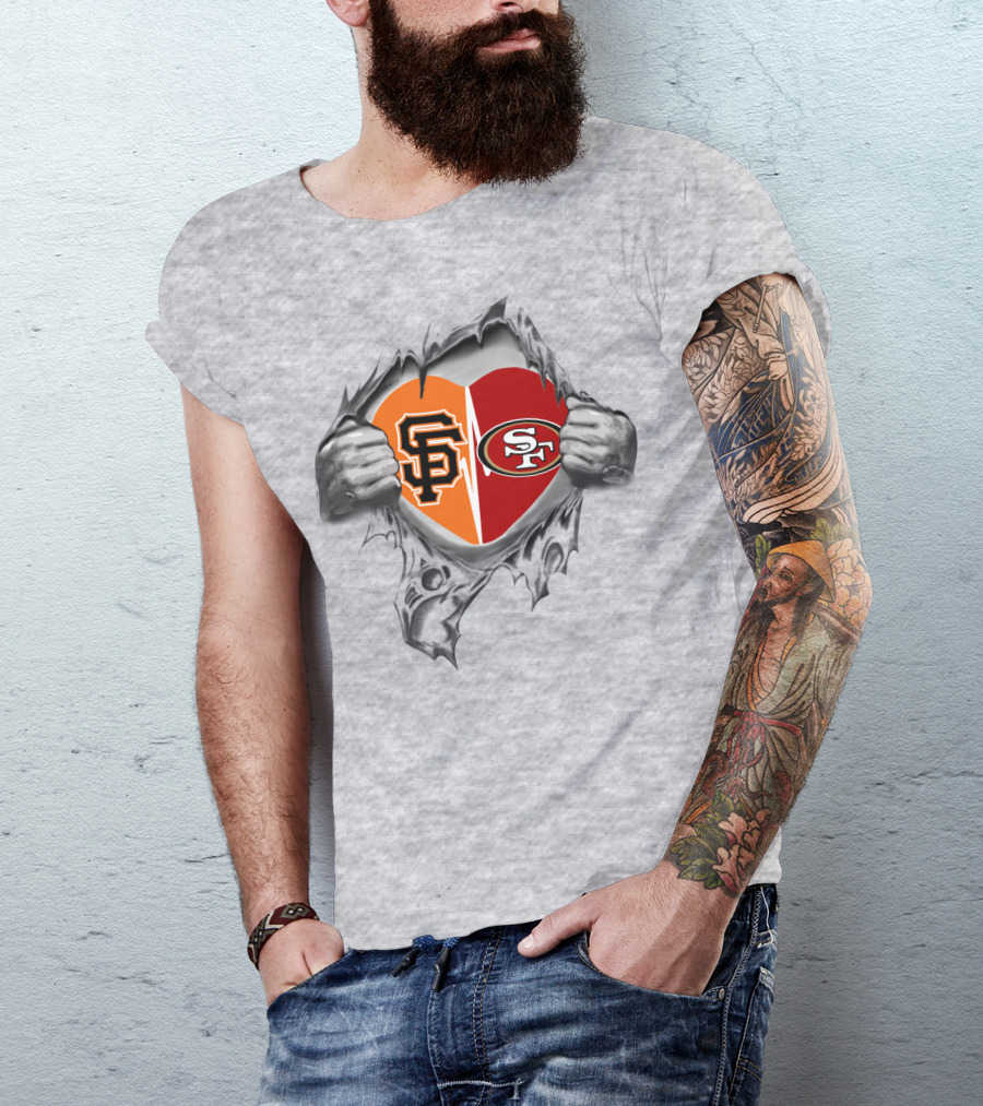 San Francisco 49ers And Giants Heart T-Shirt