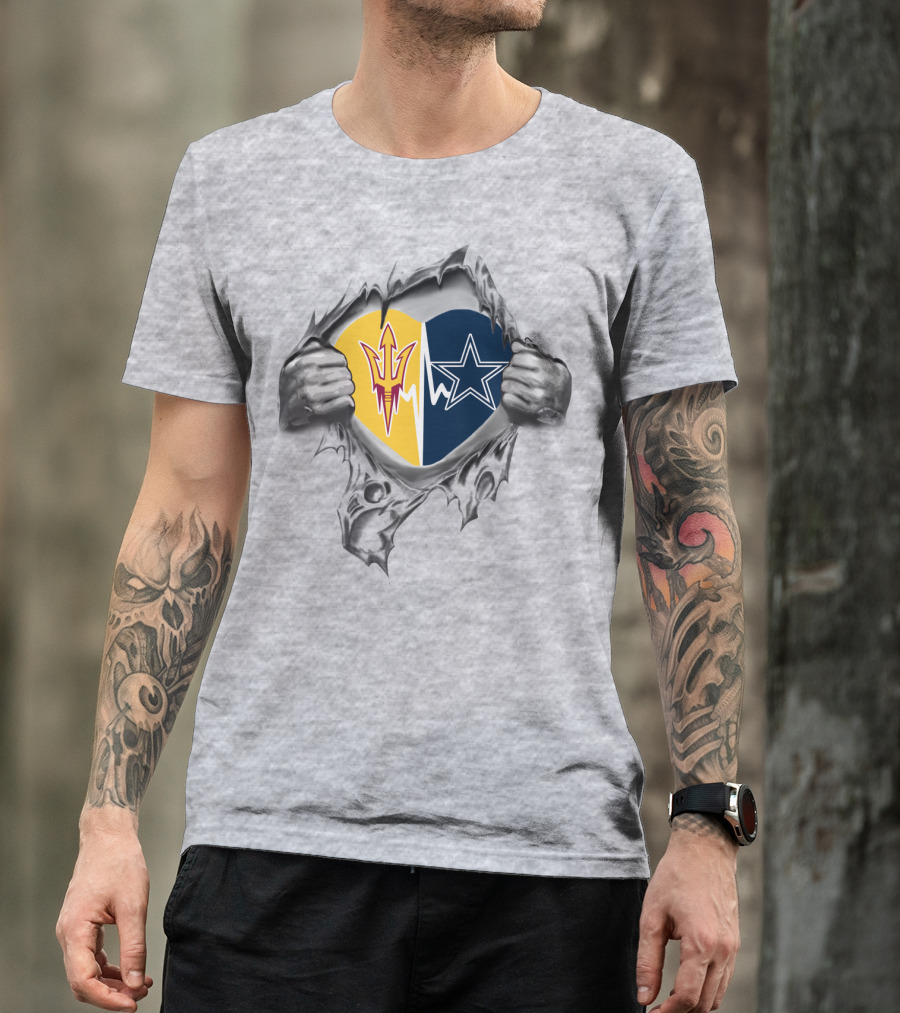 Arizona State Sun Devils And Dallas Cowboys Heart T-Shirt