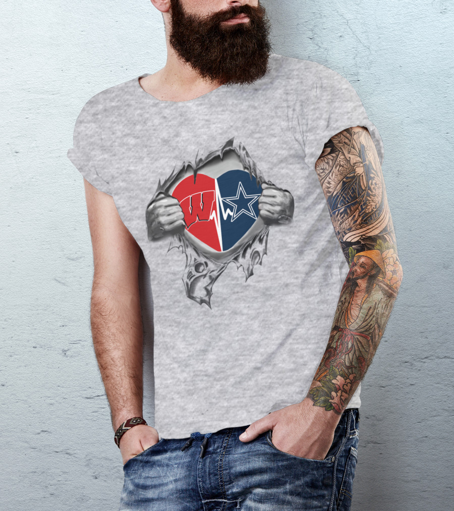 Cowboys Badgers Heart Ripped Open With Torn Hands T-Shirt