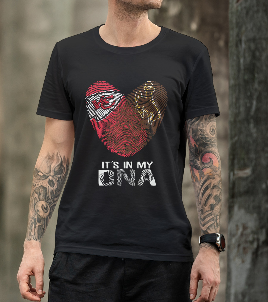 Chiefs KC Logo Wyoming Cowboys Fingerprint It’s In My DNA T-Shirt