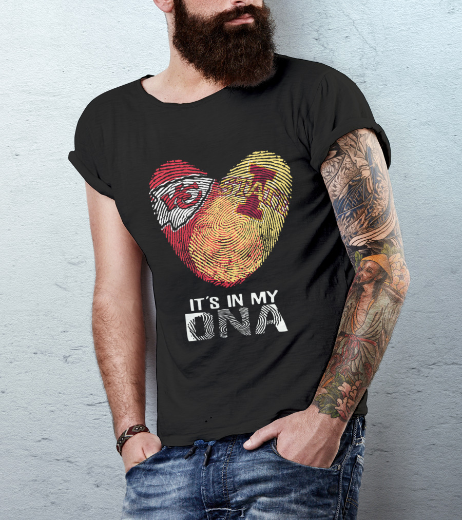 Chiefs Iowa State Fingerprint Heart It's In My Dna T-Shirt