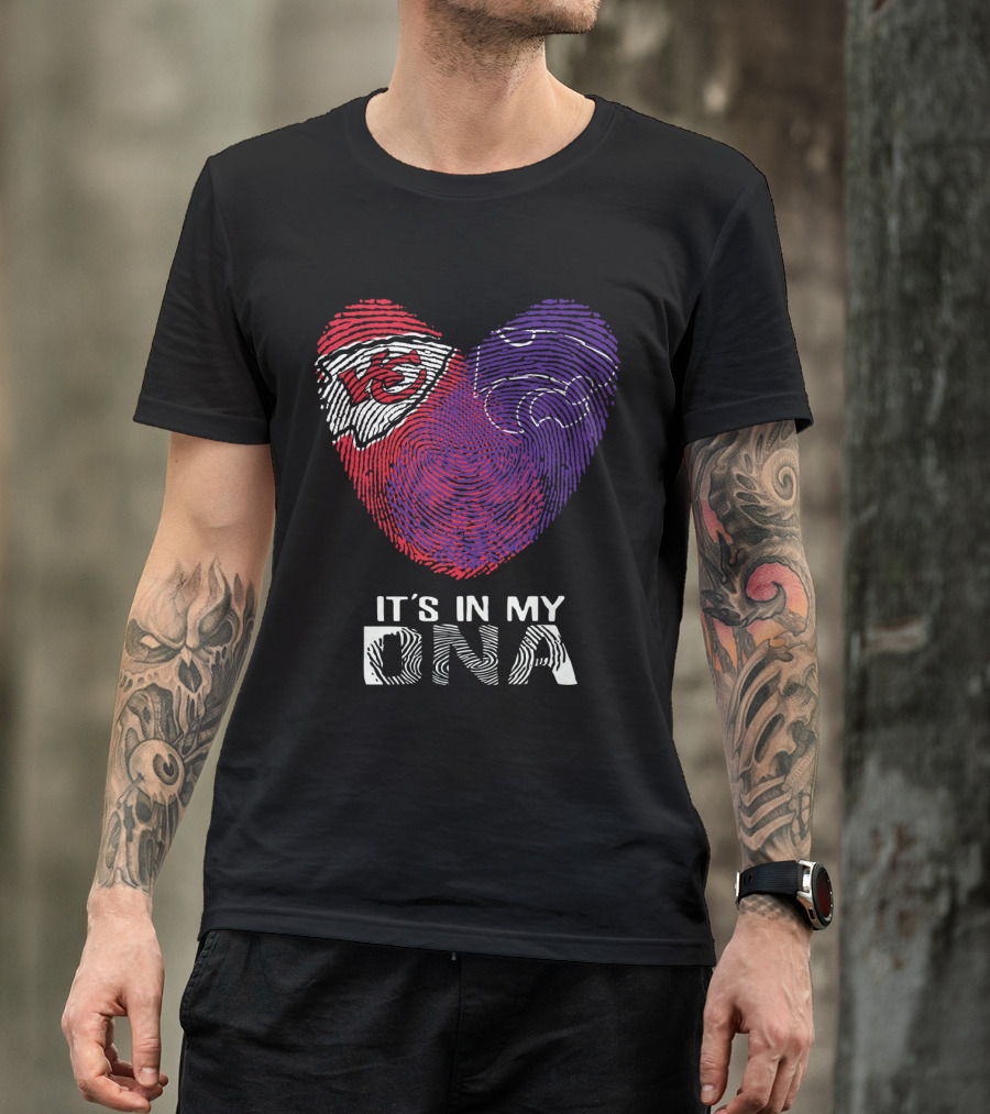 Chiefs Kansas State It's In My Dna Heart Fingerprint T-Shirt