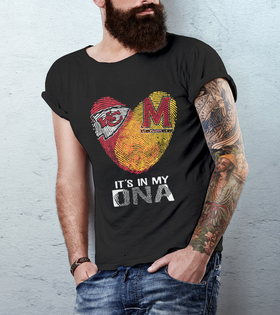 Chiefs Maryland Heart It's In My DNA Fingerprint T-Shirt