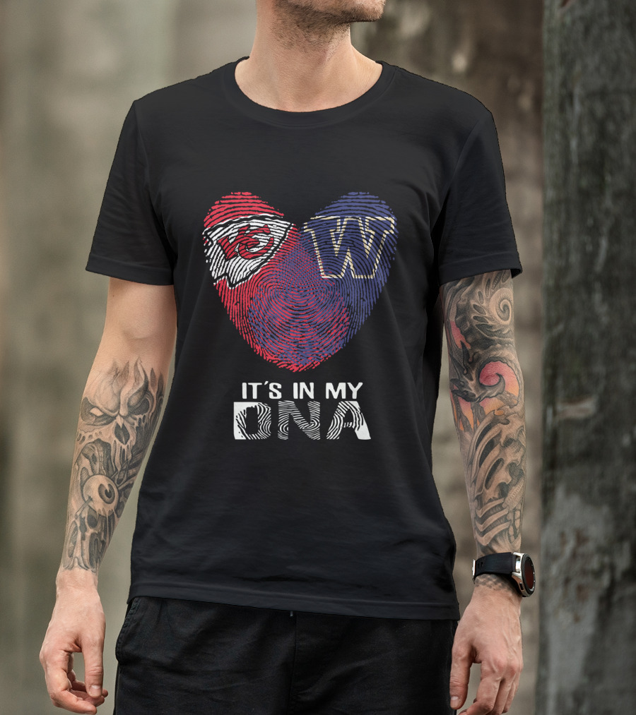 Chiefs Huskies It's In My Dna Kc W Fingerprint Heart T-Shirt