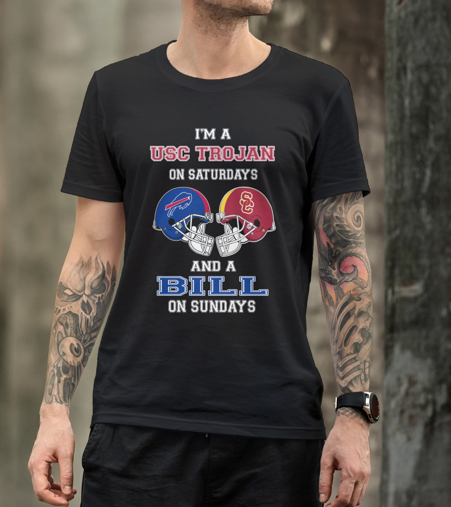 USC Trojan On Saturdays And A Bill On Sundays Football Helmets T-Shirt