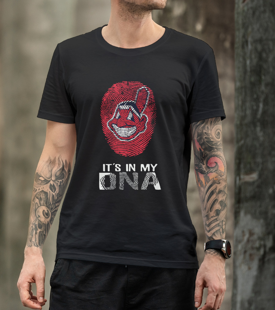 It's In My DNA Indians Fingerprint Face T-Shirt