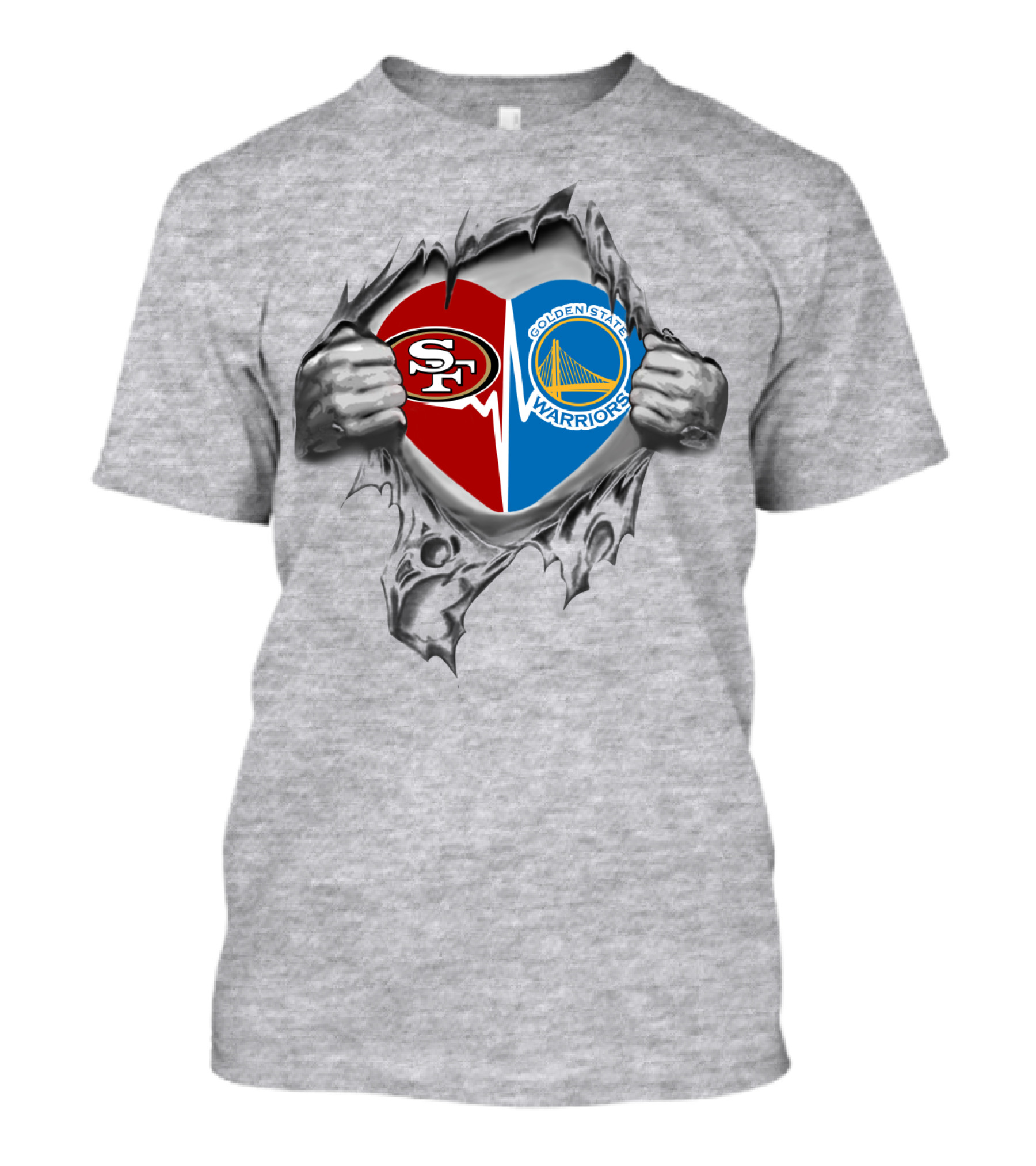 49ers And Golden State Warriors Heartbeat Loyalty T-Shirt