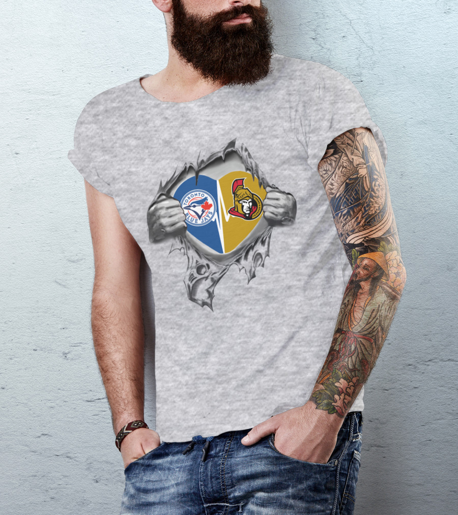 Toronto Blue Jays Ottawa Senators Heart T-Shirt
