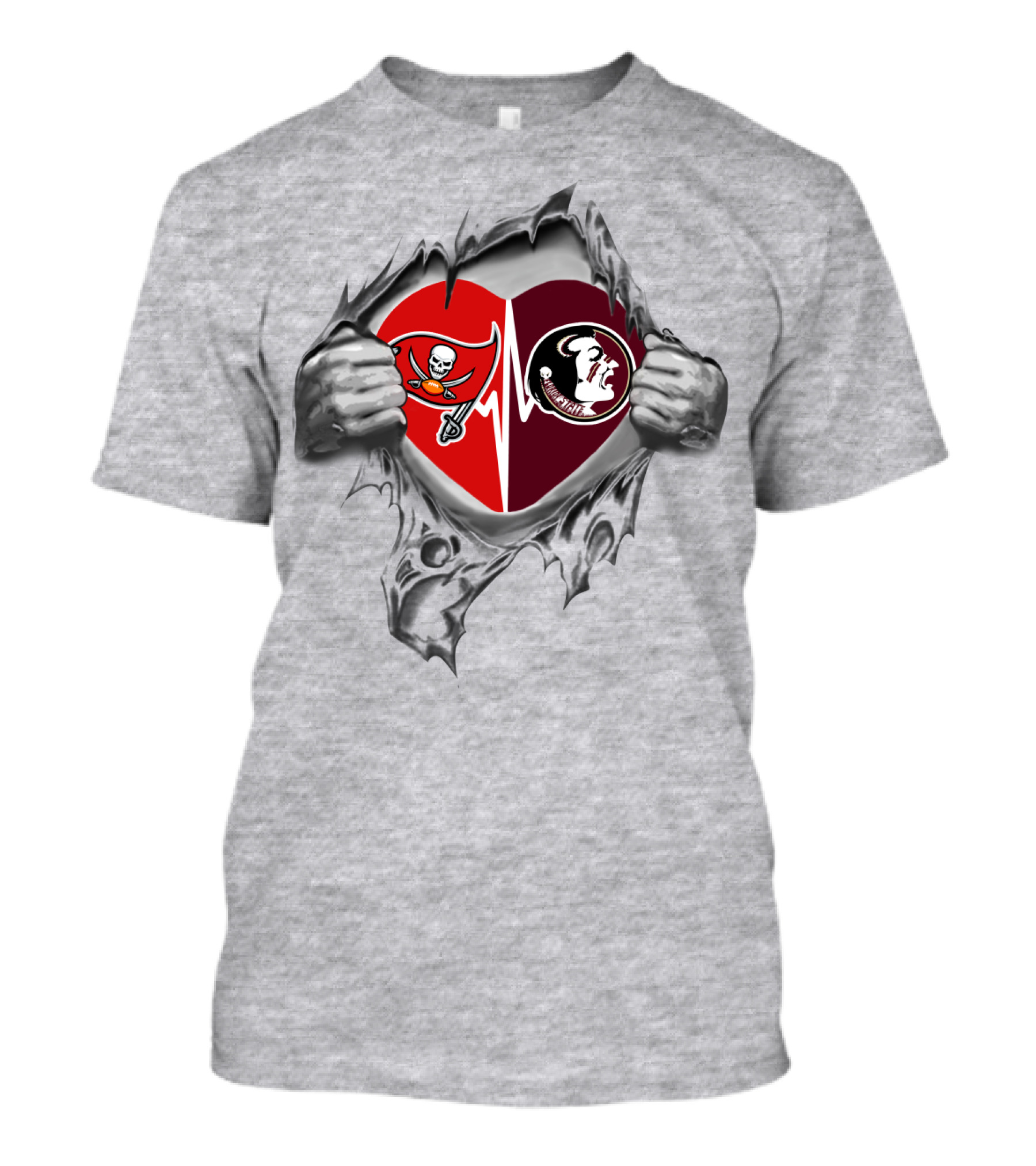 Buccaneers Seminoles Heartbeat Loyalty Unveiled T-Shirt