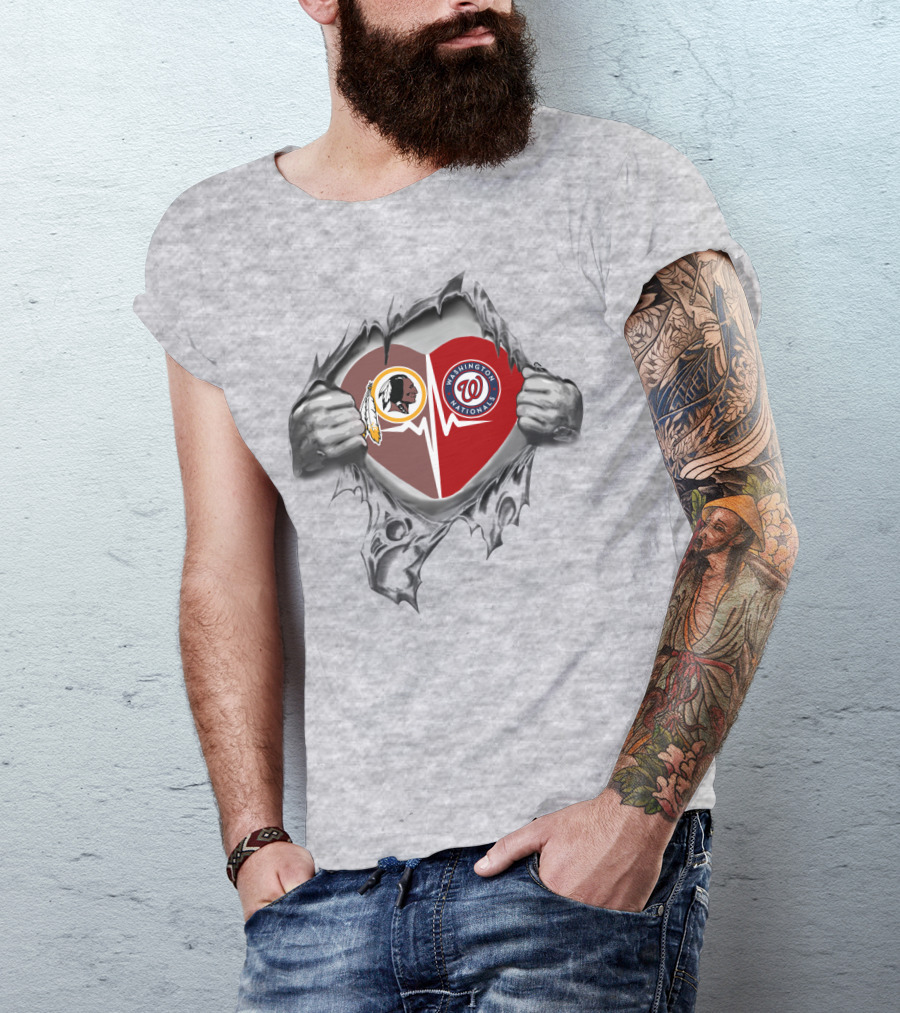 Redskins Nationals Heartbeat Love T-Shirt