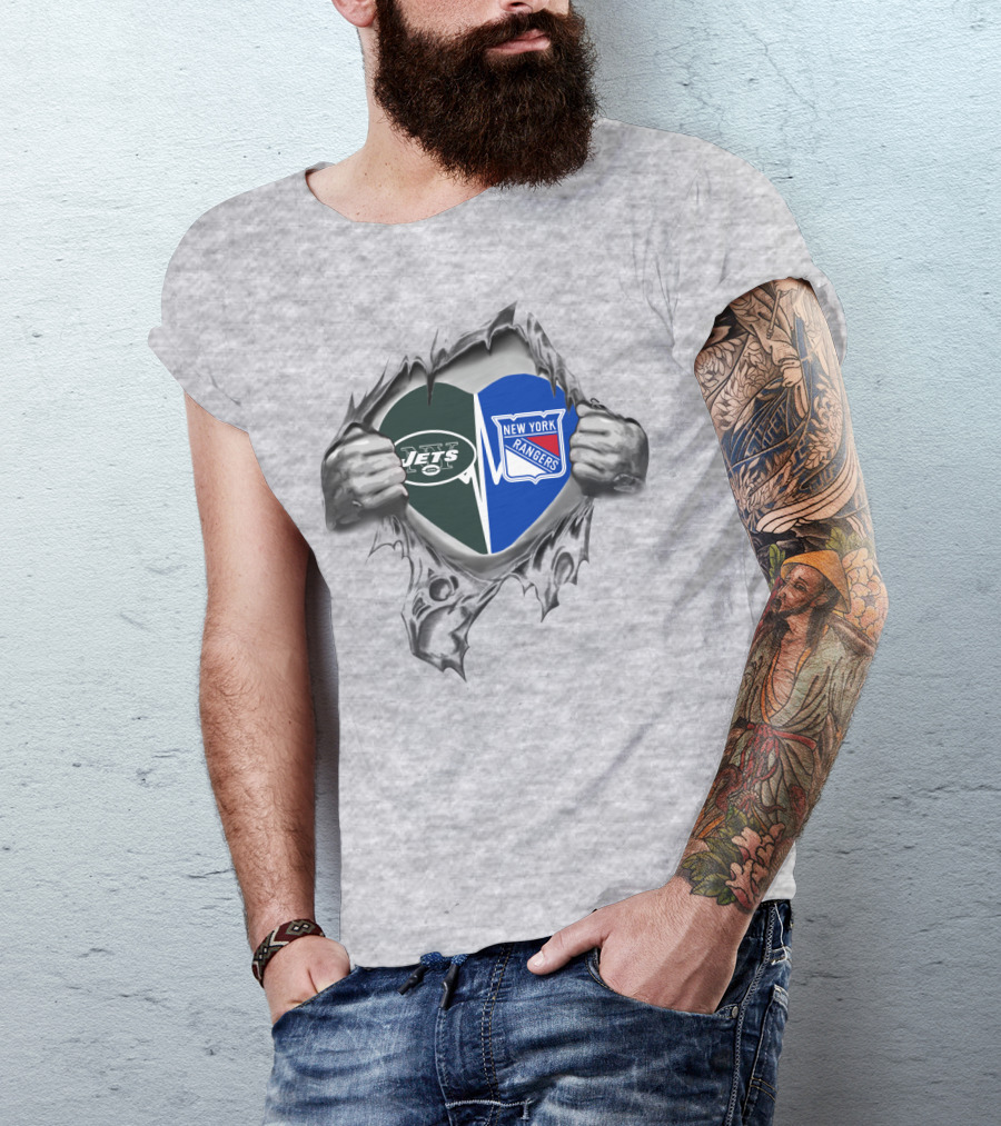 Jets Rangers New York Heart Fan Passion T-Shirt