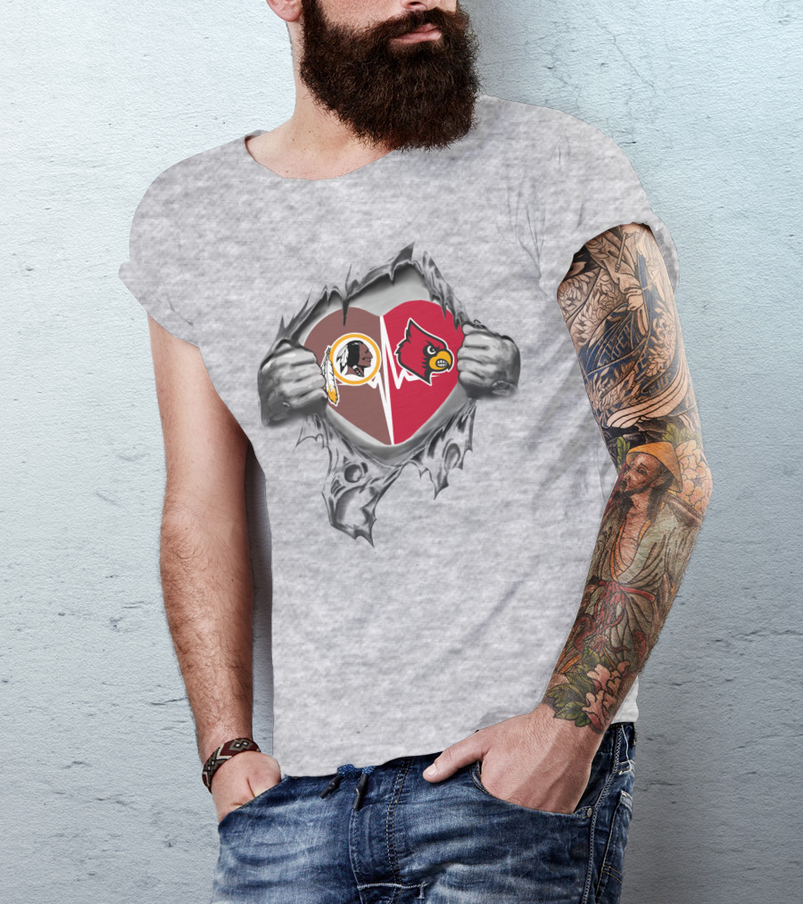 Redskins Cardinals Heart Torn Football Fan Loyalty T-Shirt