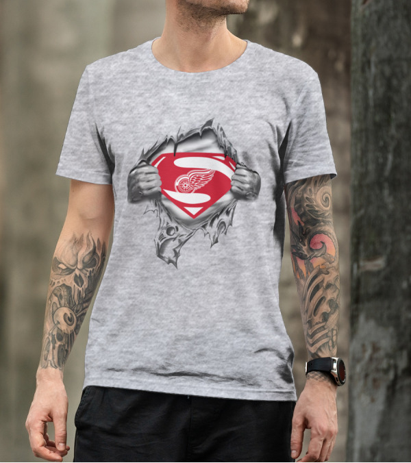 Detroit Red Wings Superman Logo Fusion T-Shirt