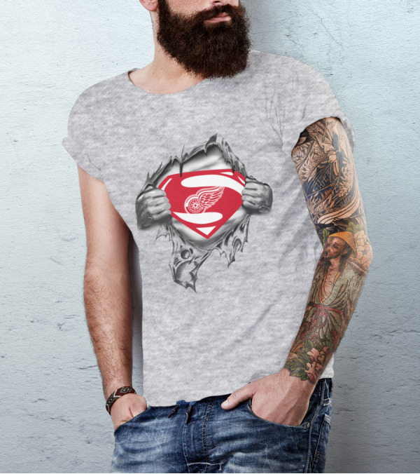 Detroit Red Wings Superman Logo Fusion T-Shirt