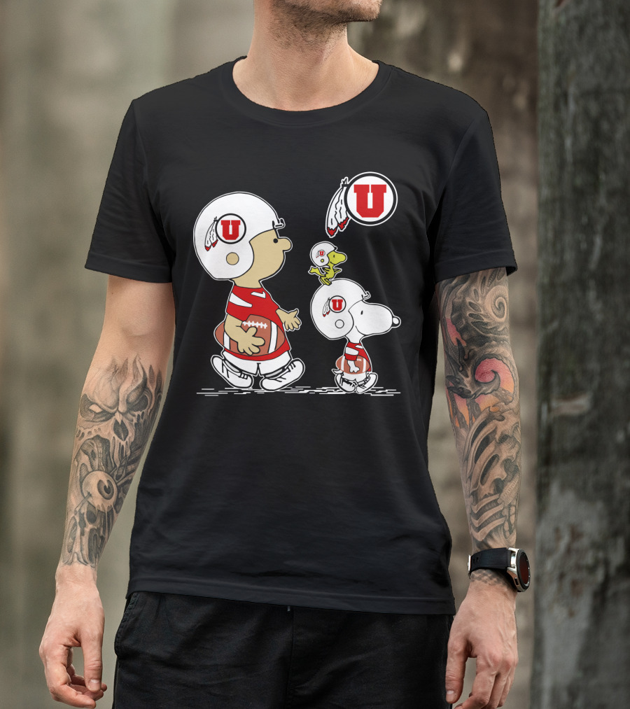 Utah Utes Football Snoopy And Woodstock Team Helmets T-Shirt