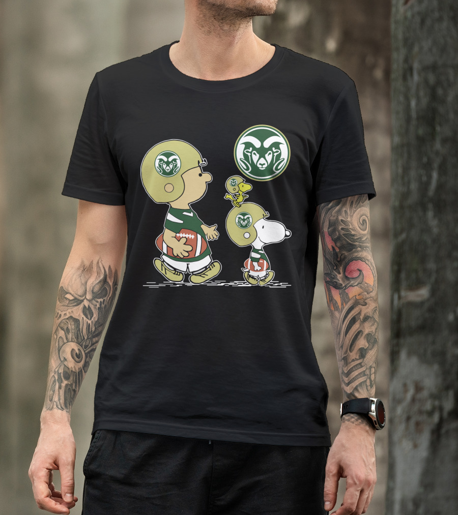 Colorado State Rams Snoopy And Woodstock Football Helmets T-Shirt