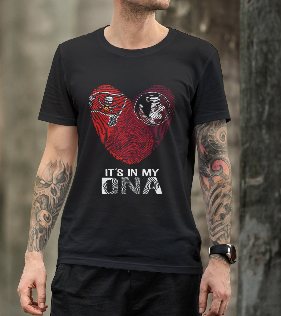 Buccaneers Seminoles It's In My Dna Fingerprint Heart T-Shirt